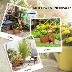 Blumentopf mit Entwässerung im Hase-Design aus MgO Braun