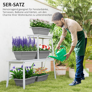 Blumentopf Set für Garten Balkon Terrasse aus Kunststoff grau
