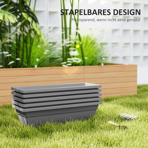 Blumentopf Set für Garten Balkon Terrasse aus Kunststoff grau
