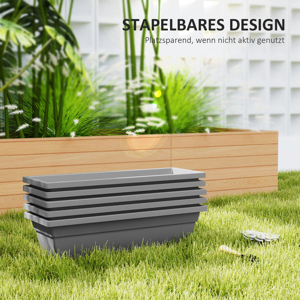 Blumentopf Set für Garten Balkon Terrasse aus Kunststoff grau