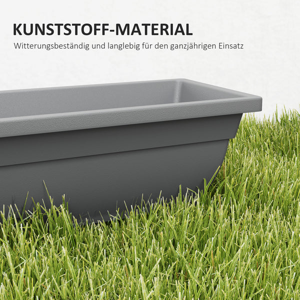 Blumentopf Set für Garten Balkon Terrasse aus Kunststoff grau