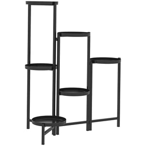 Blumentopfständer verstellbar eckig mit 6 Ebenen aus Metall schwarz
