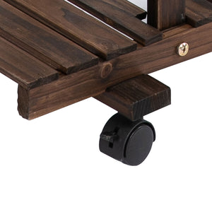 Blumentreppe mit Rollen und 6 Ebenen aus Holz braun