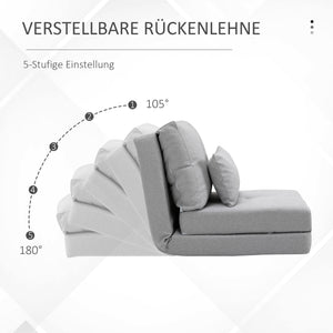 Bodensessel Klappmatratze Schlafsessel faltbar mit abnehmbarem Bezug grau