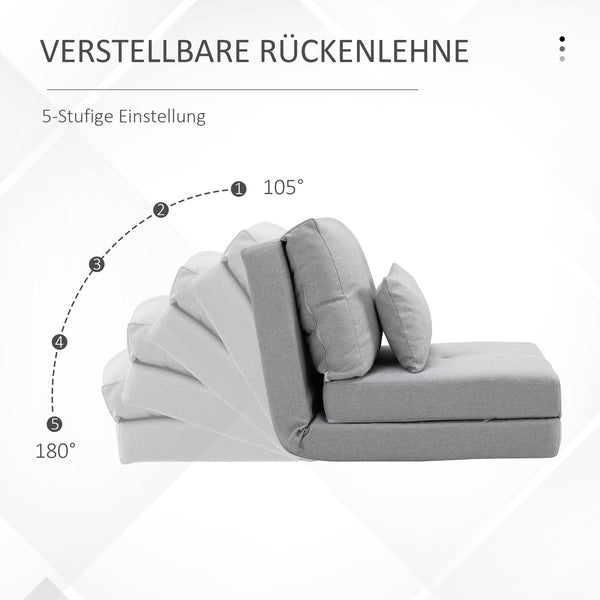 Bodensessel Klappmatratze Schlafsessel faltbar mit abnehmbarem Bezug grau