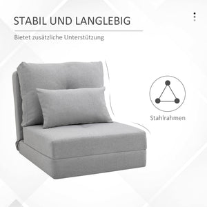 Bodensessel Klappmatratze Schlafsessel faltbar mit abnehmbarem Bezug grau