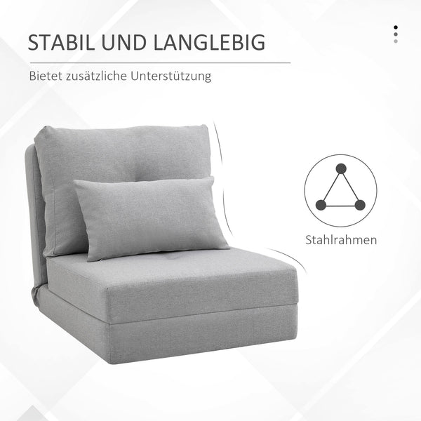 Bodensessel Klappmatratze Schlafsessel faltbar mit abnehmbarem Bezug grau