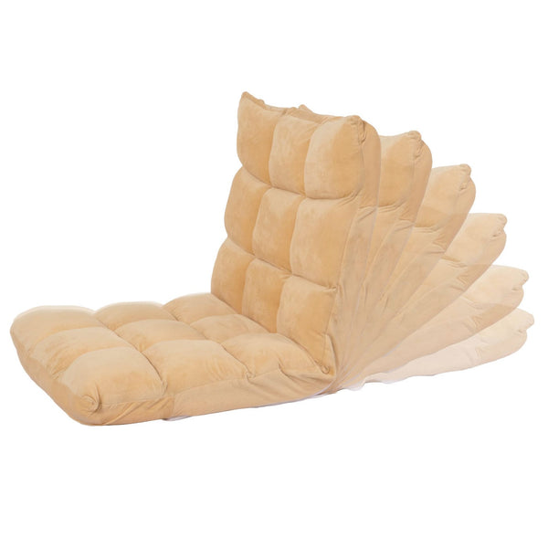 Bodensessel Relaxsessel Bodenkissen Klappsessel 6 Positionen Samt beige