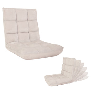 Bodensessel Relaxsessel Bodenkissen Klappsessel 6 Positionen Samt creme-grau