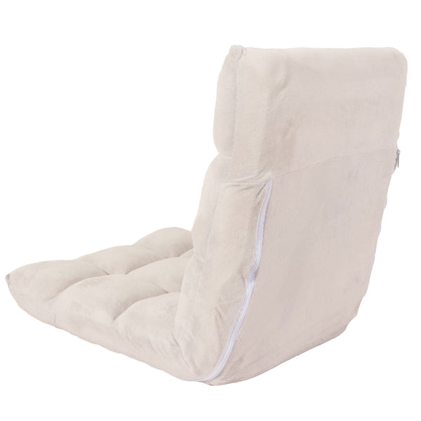 Bodensessel Relaxsessel Bodenkissen Klappsessel 6 Positionen Samt creme-grau