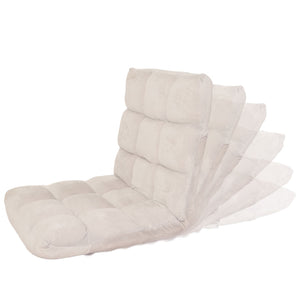 Bodensessel Relaxsessel Bodenkissen Klappsessel 6 Positionen Samt creme-grau