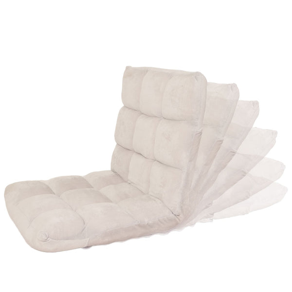 Bodensessel Relaxsessel Bodenkissen Klappsessel 6 Positionen Samt creme-grau