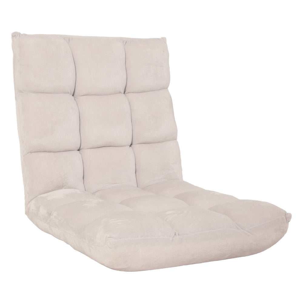 Bodensessel Relaxsessel Bodenkissen Klappsessel 6 Positionen Samt creme-grau
