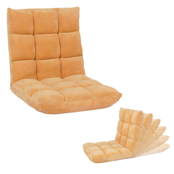 Bodensessel Relaxsessel Bodenkissen Klappsessel 6 Positionen Samt hellbraun