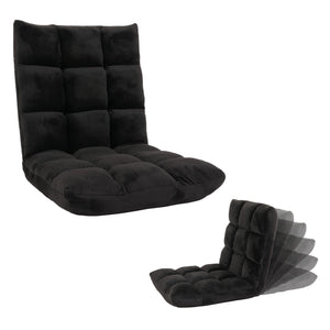 Bodensessel Relaxsessel Bodenkissen Klappsessel 6 Positionen Samt schwarz