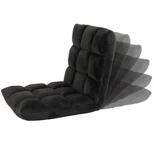 Bodensessel Relaxsessel Bodenkissen Klappsessel 6 Positionen Samt schwarz