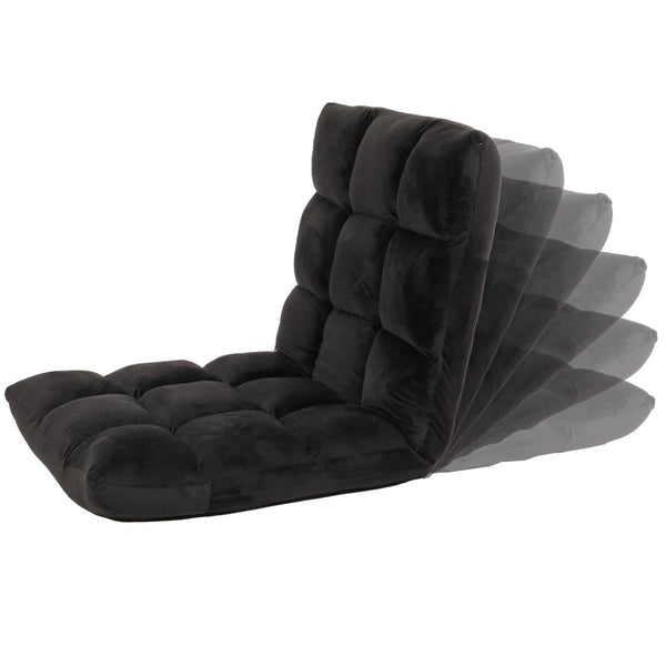 Bodensessel Relaxsessel Bodenkissen Klappsessel 6 Positionen Samt schwarz