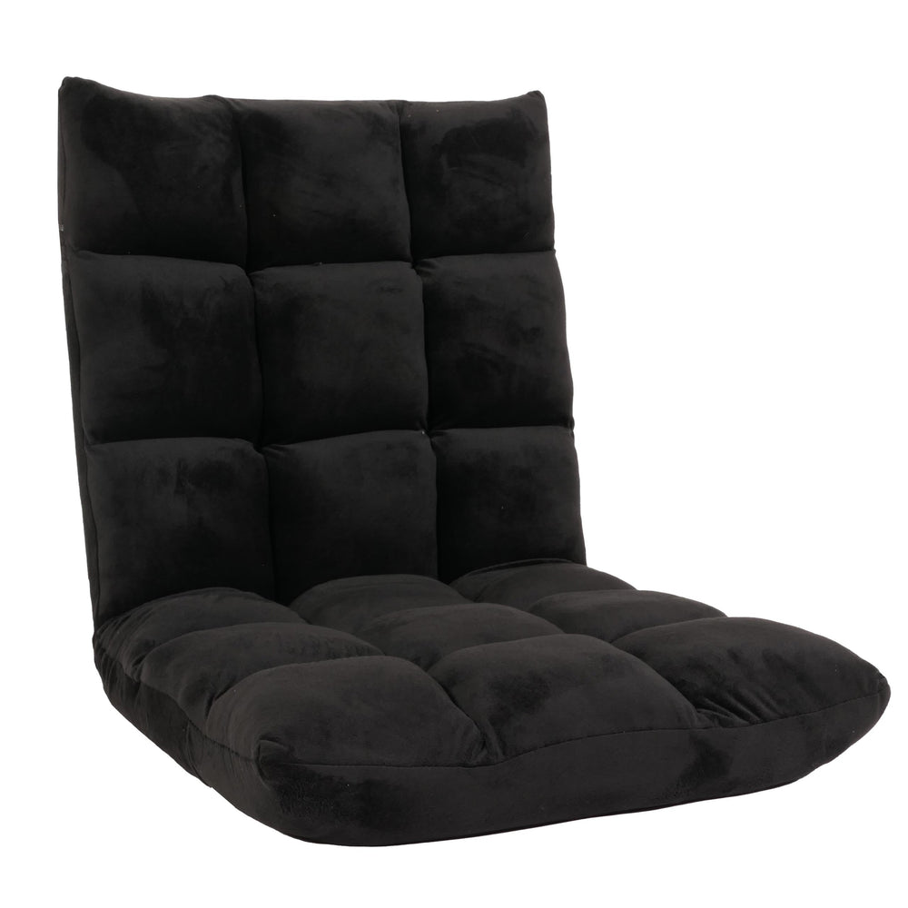 Bodensessel Relaxsessel Bodenkissen Klappsessel 6 Positionen Samt schwarz