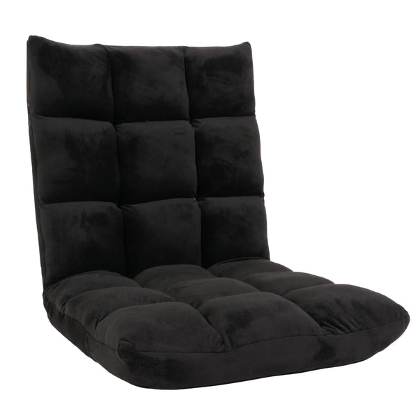 Bodensessel Relaxsessel Bodenkissen Klappsessel 6 Positionen Samt schwarz