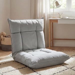 Bodensessel Relaxsessel Bodensofa Klappsessel 6 Positionen Samt hellgrau