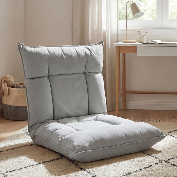 Bodensessel Relaxsessel Bodensofa Klappsessel 6 Positionen Samt hellgrau