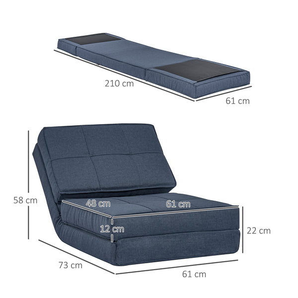 Sessel Sofa Gästebett klappbar 61x73x58cm Dunkelblau