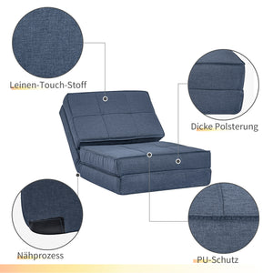 Sessel Sofa Gästebett klappbar 61x73x58cm Dunkelblau
