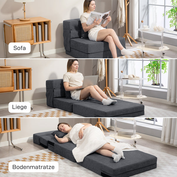 Bodensofa Schlafsofa klappbar als Matratze dunkelgrau