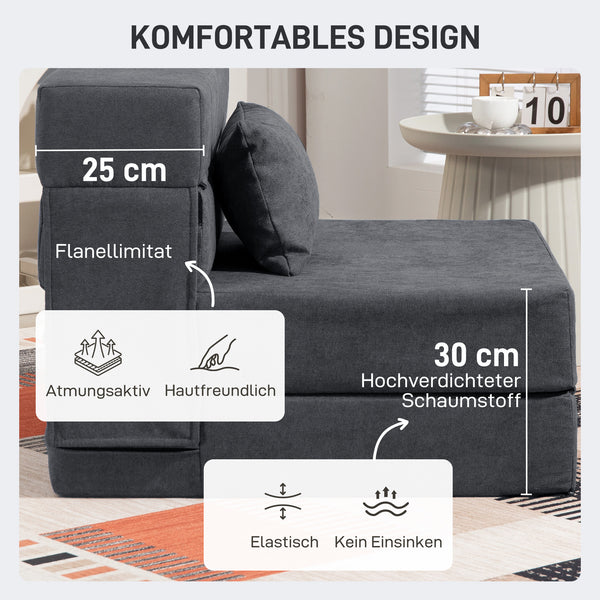 Bodensofa Schlafsofa klappbar als Matratze dunkelgrau
