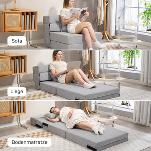 Bodensofa Schlafsofa klappbar aus Schaumstoff hellgrau