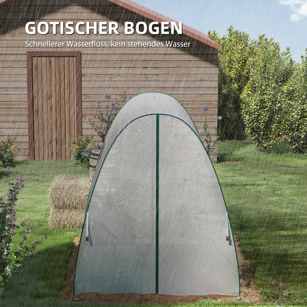 Bogen Gewächshaus mit Kunststoffabdeckung und Rolltüren weiss