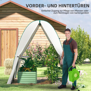Bogen Gewächshaus mit Kunststoffabdeckung und Rolltüren weiss