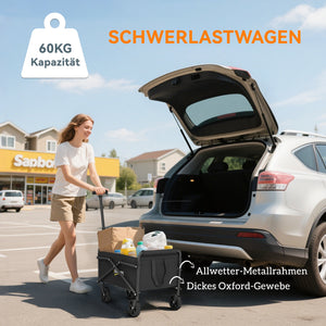 Bollerwagen Handwagen faltbar für Garten Strand bis 60kg schwarz