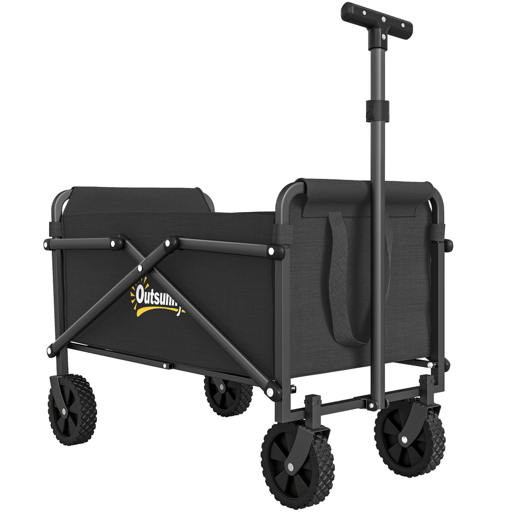 Bollerwagen Handwagen faltbar für Garten Strand bis 60kg schwarz