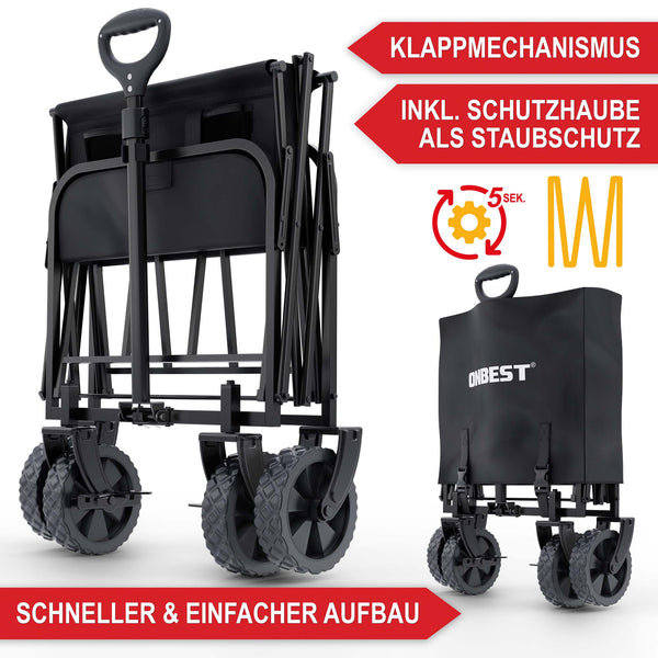 Bollerwagen faltbar mit 61 Liter Volumen Grau
