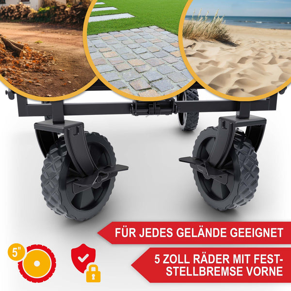 Bollerwagen faltbar mit 61 Liter Volumen Grau