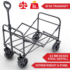 Bollerwagen faltbar mit 61 Liter Volumen Grau