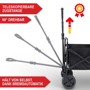 Bollerwagen faltbar mit 61 Liter Volumen Grau