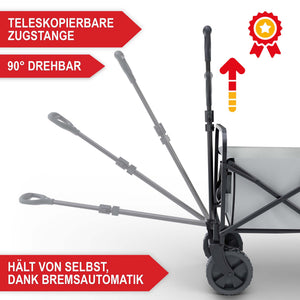 Bollerwagen faltbar mit 61 Liter Volumen Schwarz