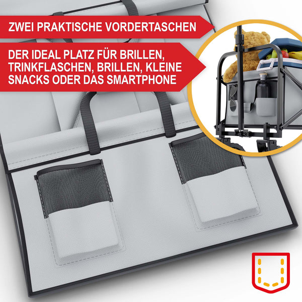 Bollerwagen faltbar mit 61 Liter Volumen Schwarz