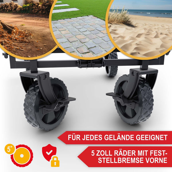 Bollerwagen faltbar mit 61 Liter Volumen Schwarz