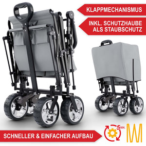 Faltbarer Bollerwagen mit Dach Grau