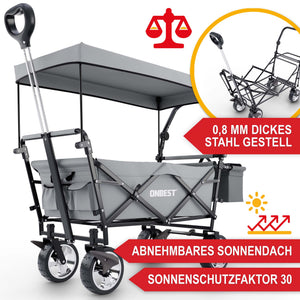 Faltbarer Bollerwagen mit Dach Grau