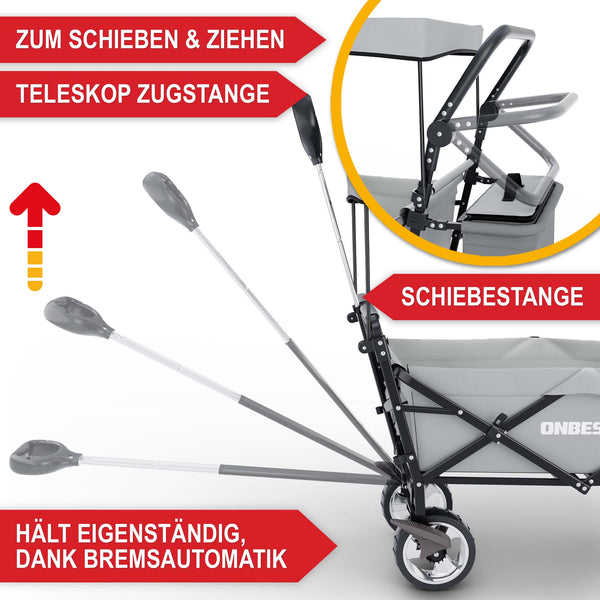 Faltbarer Bollerwagen mit Dach Grau