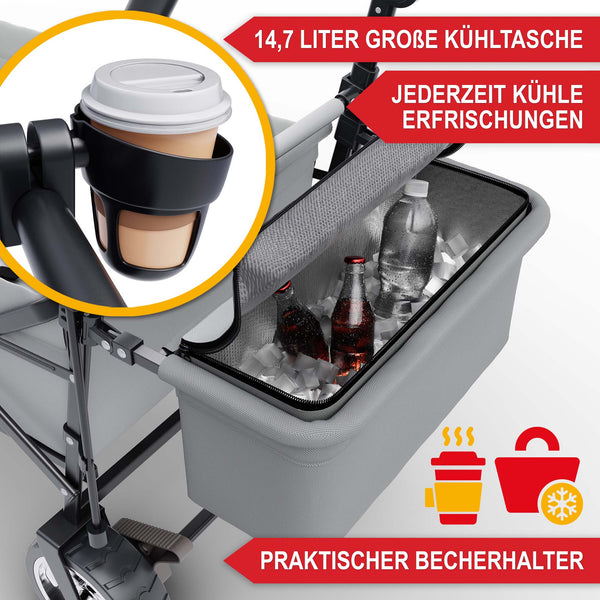 Faltbarer Bollerwagen mit Dach Grau