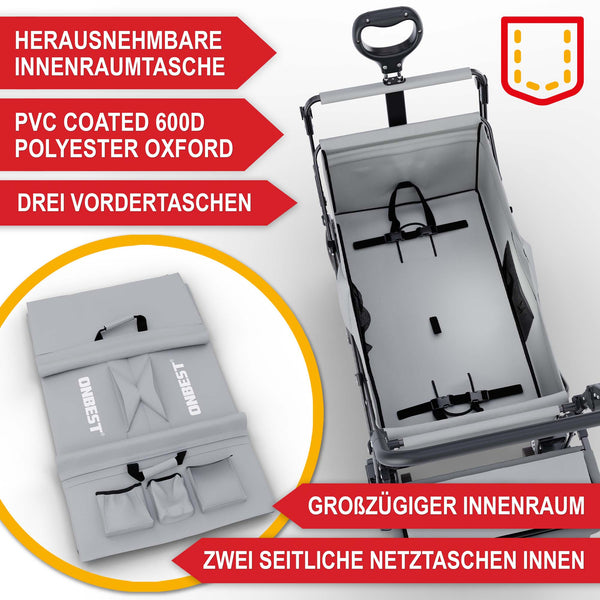 Faltbarer Bollerwagen mit Dach Grau