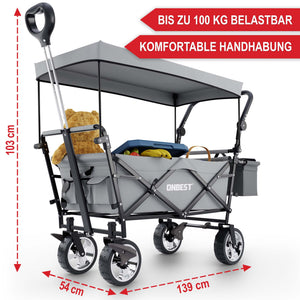 Faltbarer Bollerwagen mit Dach Grau