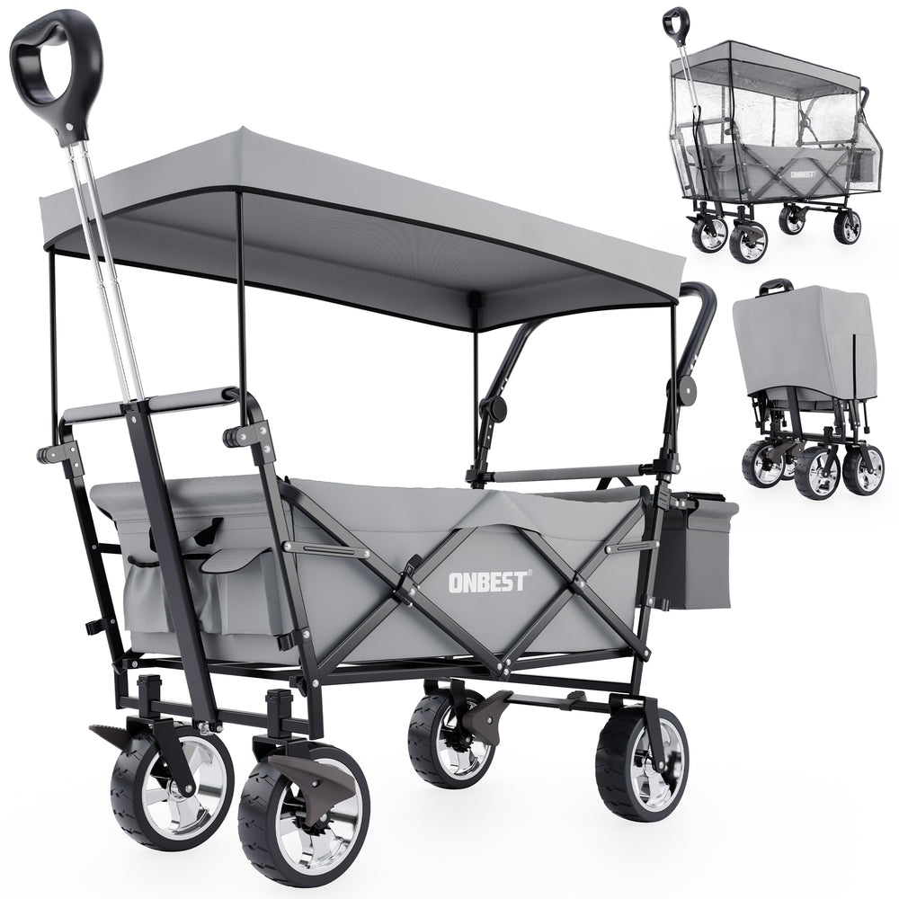 Foldable wagon with canopy, grey