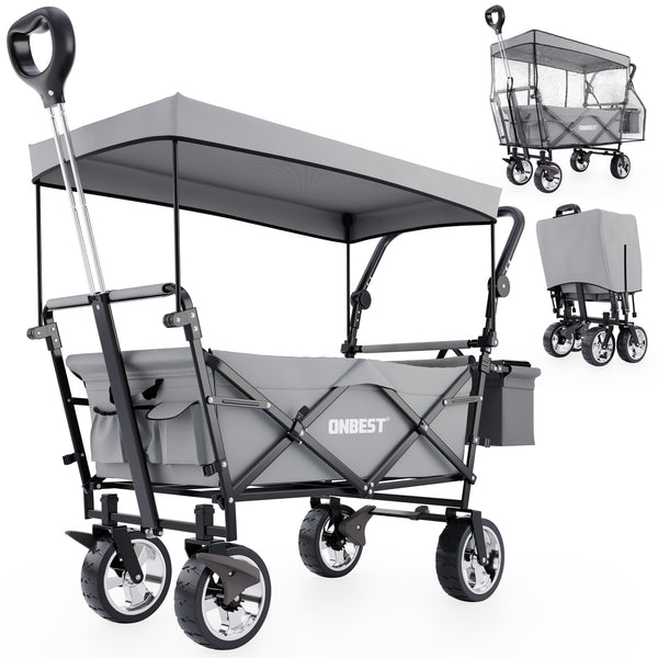Faltbarer Bollerwagen mit Dach Grau
