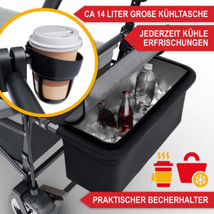 Faltbarer Bollerwagen mit Dach Schwarz